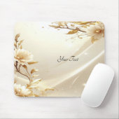 Weiße und goldene Blumen-Mauspad Mousepad (Mit Mouse)