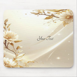 Weiße und goldene Blumen-Mauspad Mousepad