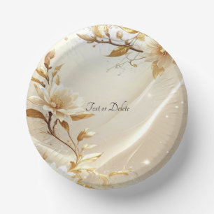 Weiße und goldene Blumen-Papier-Schalen Pappteller