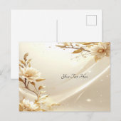 Weiße und goldene Blumen Postkarte (Vorne/Hinten)