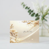 Weiße und goldene Blumen Postkarte (Stehend Vorderseite)