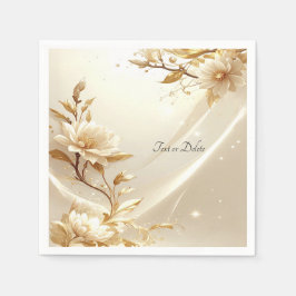 Weiße und goldene Blumen Serviette