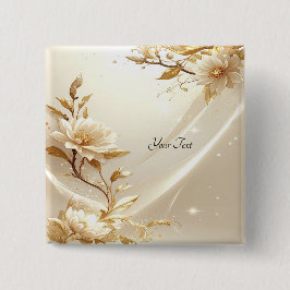 Weiße und goldene Blumen-Taste Button