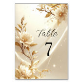 Weiße und goldene Blumen Tischnummer (Rückseite)