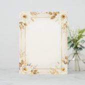 Weiße und goldene Blumen und Briefpapier mit Doppe (Stehend Vorderseite)