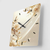 Weiße und goldene Blumen Wanduhr (Winkel)