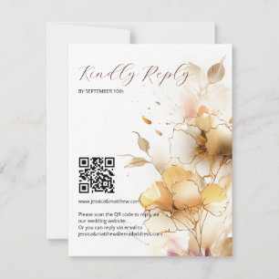 Weiße und goldene Blumenhochzeit RSVP Karte