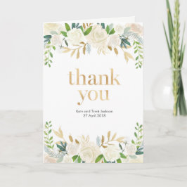 Weiße und goldene Blüten Danke Karte