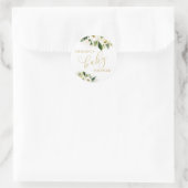 Weiße und goldene Blütendusche Runder Aufkleber (Tasche)