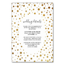 Weiße und goldene Confetti-Foil-Hochzeitskarten