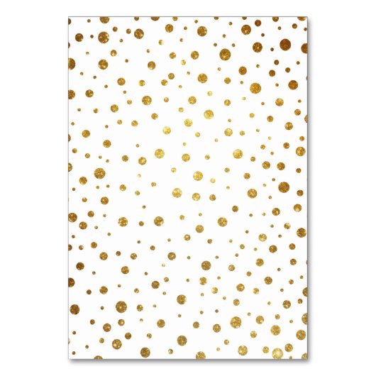 Weiße und goldene Confetti-Foil-Hochzeitskarten Tischnummer (Rückseite)