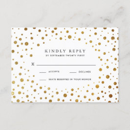 Weiße und goldene Confetti Foil Wedding RSVP Cards