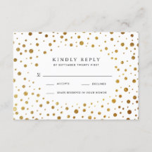 Weiße und goldene Confetti Foil Wedding RSVP Cards