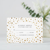 Weiße und goldene Confetti Foil Wedding RSVP Cards Karte (Stehend Vorderseite)