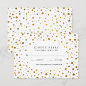 Weiße und goldene Confetti Foil Wedding RSVP Cards Karte (Vorne/Hinten)