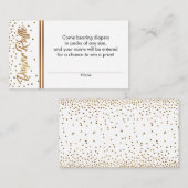 Weiße und goldene Confetti-Windeln-Raffelkarten Begleitkarte (Vorne/Hinten)