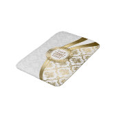 Weiße und goldene Damaskus Badematte (Schrägansicht)