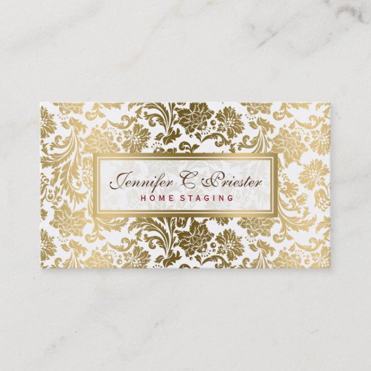 Weiße und goldene Damaskus Visitenkarte (Vorderseite)