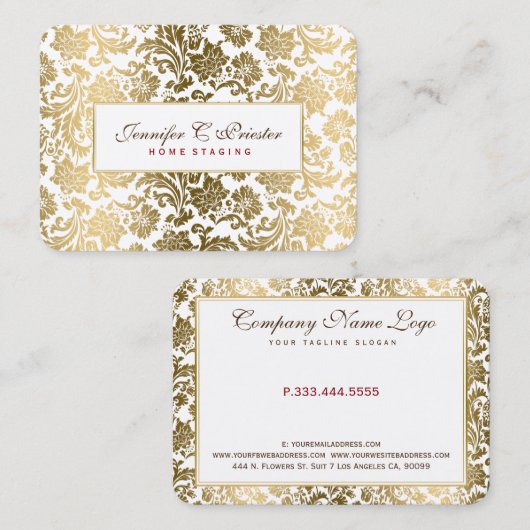 Weiße und goldene Damaskus Visitenkarte (Vorne/Hinten)