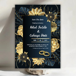 Weiße und goldene elegante Hochzeitseinladung Einladung