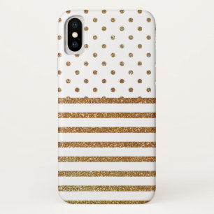 Weiße und goldene falsche Glitter-iPhone-X-Hülle Case-Mate iPhone Hülle
