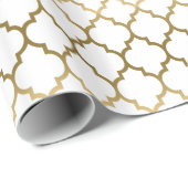 Weiße und goldene Farbtöne, Muster aus Quatrefolie Geschenkpapier (Rolleneckpunkt)