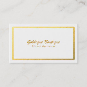 Weiße und goldene Faux-Folie Glanz Minimal Glamour Visitenkarte