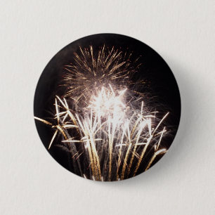Weiße und goldene Feuerwerke I Patriotische Feier Button