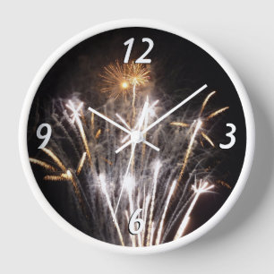 Weiße und goldene Feuerwerke II Patriotische Feier Uhr