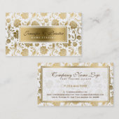 Weiße und goldene Flora-Damaskus 2 Visitenkarte (Vorne/Hinten)