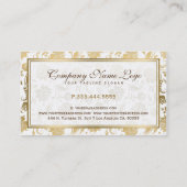 Weiße und goldene Flora-Damaskus 2 Visitenkarte (Rückseite)