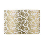 Weiße und goldene florale Damastmuster Badematte (Vorderseite)