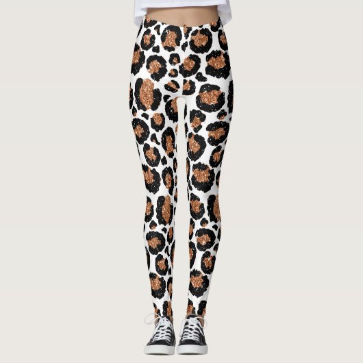 Weiße und goldene Fohlen Geparden oder Leopard Mus Leggings (Vorderseite)