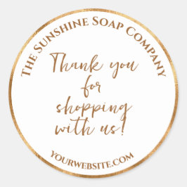 Weiße und goldene Folie danke Ihnen für den Einkau Runder Aufkleber