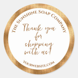 Weiße und goldene Folie danke Ihnen für den Einkau Runder Aufkleber