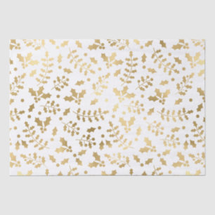 Weiße und goldene Folien-Weihnachts-Holly Seidenpapier