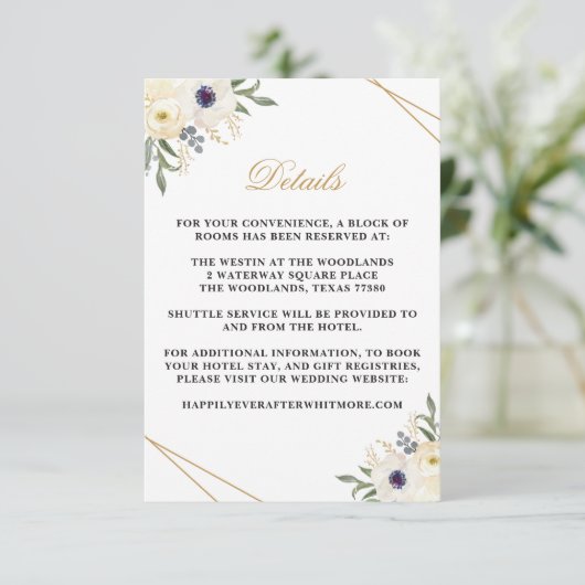 Weiße und goldene geometrische Detailkarte Begleitkarte (Stehend Vorderseite)