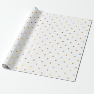 Weiße und goldene Glitter-Polka-Punkte Geschenkpapier
