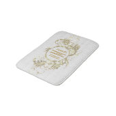Weiße und goldene Glitzer Girlanalrahmen Badematte (Schrägansicht)