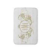 Weiße und goldene Glitzer Girlanalrahmen Badematte (Vorderseite Vertikal)