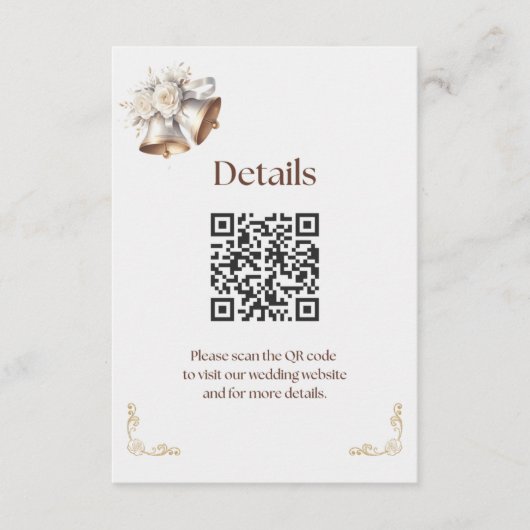 Weiße und goldene Glocken Details Beilage Begleitkarte (Vorderseite)