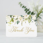 Weiße und goldene Grünflächen Danke Karte (Stehend Vorderseite)