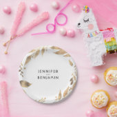 Weiße und goldene Herbstlaube Chic Wedding Pappteller (Party)