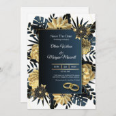 Weiße und goldene Hochzeit Einladung (Vorne/Hinten)