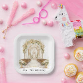 Weiße und goldene Hochzeit Pappteller (Party)