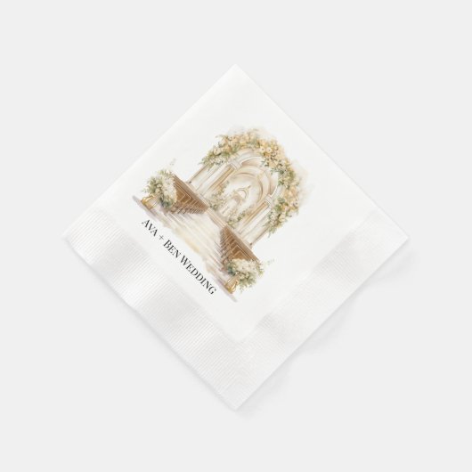 Weiße und goldene Hochzeit Serviette (Ecke)