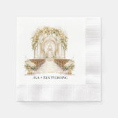 Weiße und goldene Hochzeit Serviette (Vorderseite)