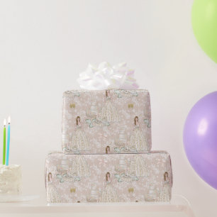 Weiße und goldene Hochzeitsfeier  Geschenkpapier