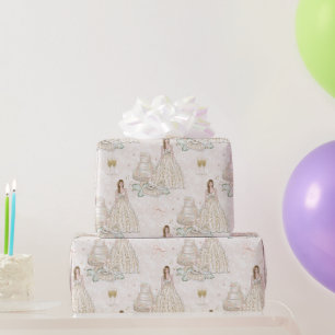 Weiße und goldene Hochzeitsfeier  Geschenkpapier