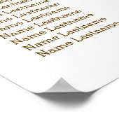 Weiße und goldene Hochzeitstabelle Poster (Ecke)